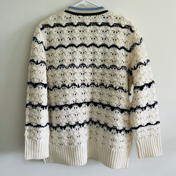 SANDRO Ecru / Bleu Coatigan With Patch - 1 (Small) - Picture 7 of 7